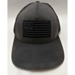 Exclusive Dark Shift Fox Trucker Net Rubber flag graphic snapback hat One Size